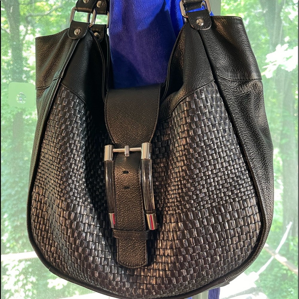 Aleanto Collezioni Made in Italy black leather cute large bag. Cute design. - Picture 3 of 15